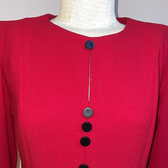 Vintage Liz Claiborne dress red black size 2 petite - Picture 4 of 8